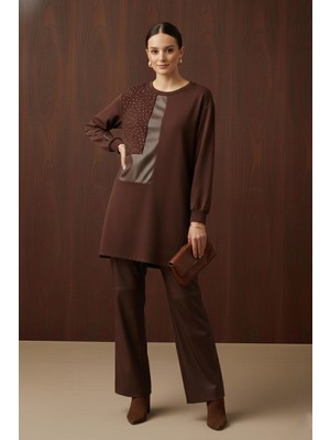 Puane Kadın Taş Detaylı Asimetrik Tunik - 10738TUN - Black