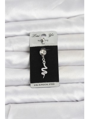 Hace Bazaar  316L Cerrahi Çelik Sallantılı Yılan Model Göbek Piercing TG27PR1392 -Hcb