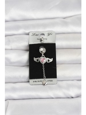 Hace Bazaar  316L Cerrahi Çelik Kanatlı Kalp Model Göbek Piercing TG27PR1402 -Hcb