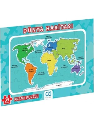 Kentex Mey Ithalat® Dünya Haritası Frame Puzzle 35 Parça