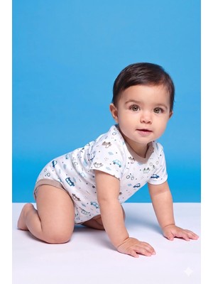 Kidyra %100 Pamuk Gri Biye Detaylı Reglan Kol Bebek Body