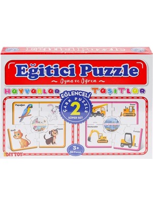 Kentex Mey Ithalat® 7196 Çark Puzzle Hayvanlar Taşıtlar 60 Parça