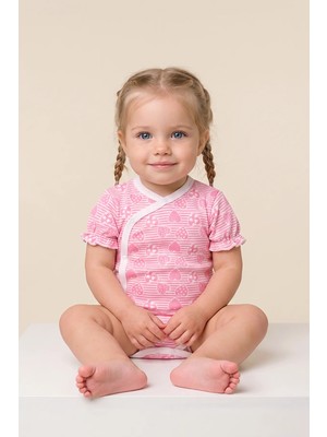 %100 Pamuk Kruvaze Yaka Çıtçıtlı Bebek Body