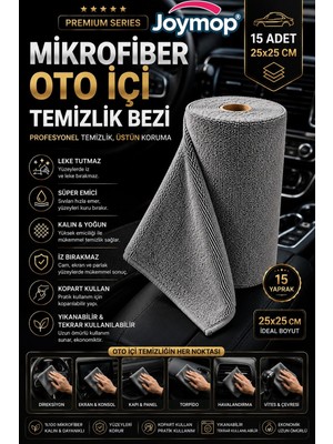 Joymop (15 Yaprak )%100 Mikrofiber Kopart-Kullan Temizlik Bezi 25×25 Çok Amaçlı ve Ultra Emici Premium Seri