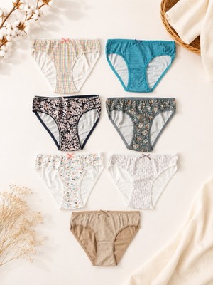 Stsahra  Kadın Renkli Pamuklu Bikini Külot 7 Li Paket