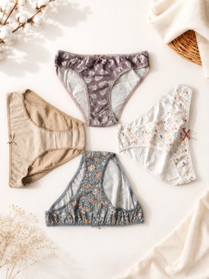 Stsahra  Kadın Renkli Pamuklu Bikini Külot 4 ' Lü Paket