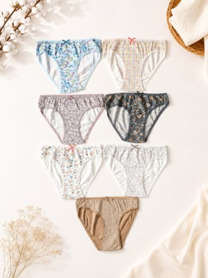 Stsahra  Kadın Renkli Pamuklu Bikini Külot 7 Li Paket