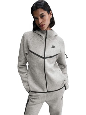 Markali Nike Tech Fleece Windrunner Hoodie Gri Kadın Sweatshirt HV6747-063