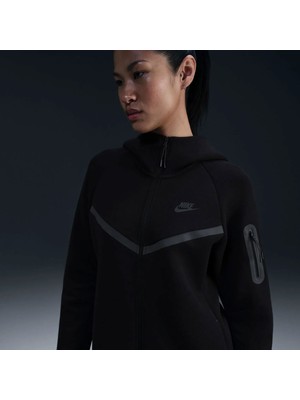 Markali Nike Tech Fleece Windrunner Hoodie Siyah Kadın Sweatshirt HV6747-010