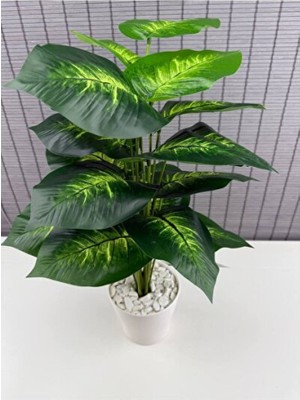 Empressco Yapay Yapraklı Salon Dua Çiçeği Beyaz Saksılı 18 Yapraklı 65CM