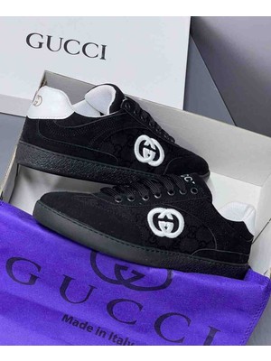 Evlium Gucci Gg Supreme Siyah Süet Erkek Sneaker