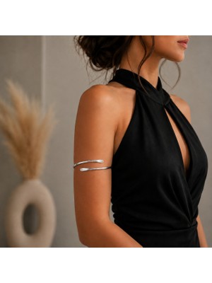 Sevil Gülgün Atelier Üst Kol Pazu Kelepçesi Gümüş Renk Ayarlanabilir  Bileklik Şık Minimal Tasarım