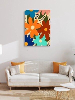 Visdora Renkli Çiçekler Canvas Tablo Ev Ofis Mutfak Dekorasyonu Kanvas Duvar Tablo