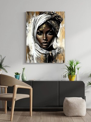 Visdora Afrikalı Kadın Canvas Tablo Ev Ofis Mutfak Dekorasyonu Kanvas Duvar Tablo