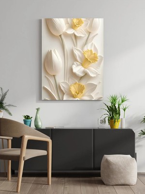 Visdora Nergis Çiçeği Canvas Tablo Ev Ofis Mutfak Dekorasyonu Kanvas Duvar Tablo