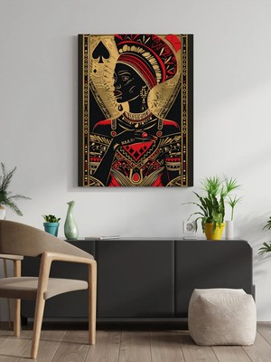 Visdora Afrikalı Kadın Kart Canvas Tablo Ev Ofis Mutfak Dekorasyonu Kanvas Duvar Tablo