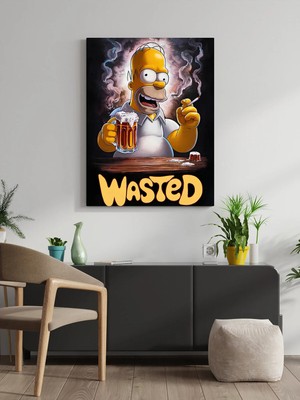 Visdora Wasted Yazılı Canvas Tablo Ev Ofis Mutfak Dekorasyonu Kanvas Duvar Tablo
