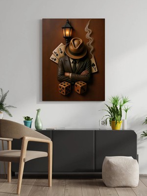 Visdora Iskambil Kartı ve Zar Temalı Canvas Tablo Ev Ofis Mutfak Dekorasyonu Kanvas Duvar Tablo