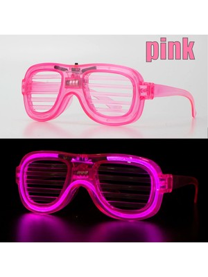Marsilyan Pembe LED Işıklı Parti Gözlüğü - Neon Glow Şerit Gözlük 3 Modlu