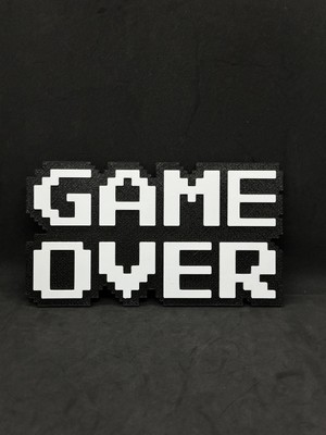 Goka 3D Craft 8-Bit Retro Game Over 3D Duvar Dekoru - 18 cm Slim Versiyon (Çift Taraflı Bantlı)