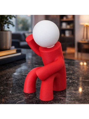 Ares 3D Modern Heykel Masa Lambası, Pembe Heykel Abajur