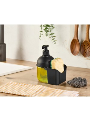 Nuit Concept Cam Sıvı Sabunluk Mutfak Süngerlikli Deterjanlık Bulaşık Deterjanı Fırçalık C-00578
