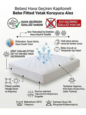 BEBESI 70X110 cm Kapitoneli Hava Geçirgen Bebe Fi̇tted Yatak Koruyucu Alez