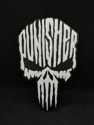 Goka 3D Craft Punisher Logosu 3D Duvar Dekoru - 18 cm Slim Versiyon (Çift Taraflı Bantlı)