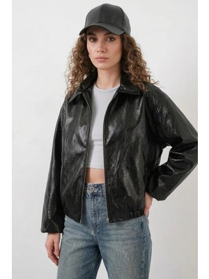 Kadın Klasik Yaka Oversize Siyah Ceket