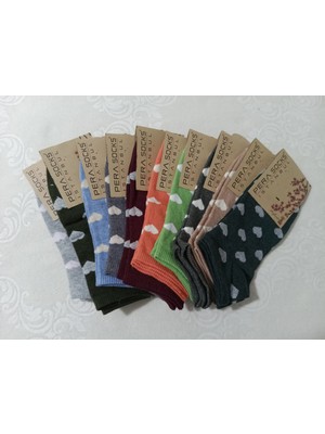 Pera Socks Kadın Kalp Desenli Patik Çorap 10 Adet Terletmeyen Nefes Alan Kdm4