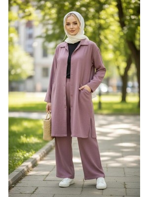 Sile Atelier Sıle Atelıer, GÜL KURUSU  Şile Bezi Cepli Tunik Pantolon Takım Kadın L