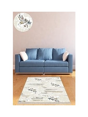 Nacario Pelangi Çiçek Desenli Modern Dijital Baskı Yıkanabilir Kaymaz Taban Salon Halı ve Yollu