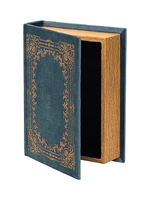 Nacario Vintiquewise QI003691.B Kitap Şeklinde Dekoratif Saklama Kutusu, Mavi