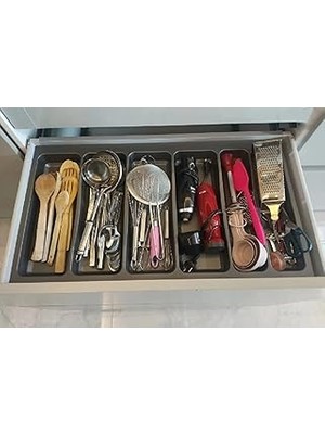 Nacario 86X49 Cm. 6 Bölmeli Gri Çekmece Içi Düzenleyici Kepçelik (80 * 40 Cm'e Kadar Kesilir) M