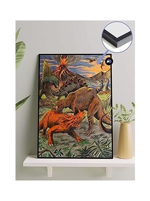 Nacario Postermanya (PSTER1531) Dinazor Savaşı Hayvan Çerçeveli Tablo - Çerçeveli Poster 21 x