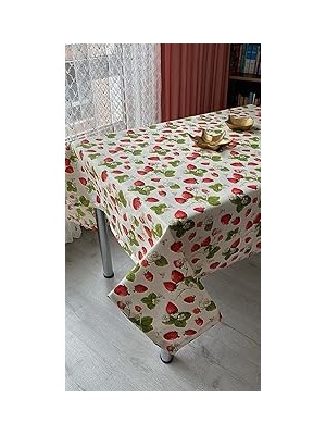 Nacario Dertsiz Masa Örtüsü Duck Keten 150 x 180 cm (Çilek)