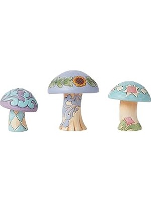 Nacario Enesco Jim Shore Heartwood Creek Nature's Meadow Mushrooms Minyatür Heykelcik Seti, 6,5 Cm,