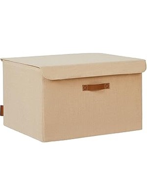 Nacario Ocean Home Textile Jüt Keten Kumaş Kapaklı Kutu 48 x 40 x 30 cm