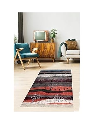 Nacario Pelangi Ağaç Desenli Dijital Baskı Yıkanabilir Kaymaz Taban Etnik Kilim Desen Salon Hal�