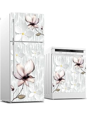 Nacario Buzdolabı ve Bulaşık Makinası Beyaz Eşya Sticker Kaplama Gölge Çiçekler
