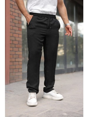Civetta Erkek Beli Lastikli Pera Keten Pantolon