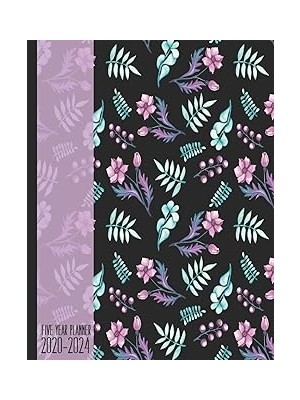 Nacario 2020-2024: Five Year Planner 60 Months Calendar I Purple Floral I 5 Years Of Appointments, L