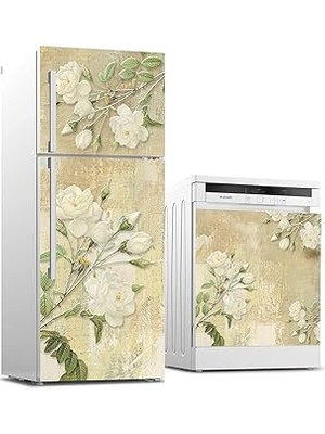 Nacario Buzdolabı ve Bulaşık Makinası Beyaz Eşya Sticker Kaplama Kabartma Desen Çiçek