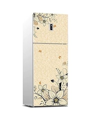 Nacario Buzdolabı Sticker Kaplama Dolap Kaplama Etiketi Bej Çiçekler