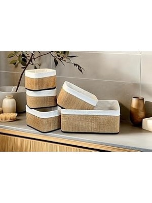Nacario Wicker Premium Serisi 5'li Set Dikdörtgen Organizer