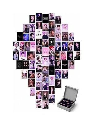 Nacario Print Dore Bts Duvar Poster Seti - Kolaj Set - 60 Adet - Pembe Bts Poster Seti - 10CM*15CM -