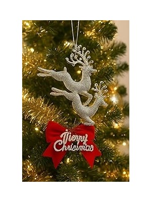Nacario Yılbaşı Ağacı Süsü Yılbaşı Geyiği Noel Süsü Geyiği Gümüş 2 Adet