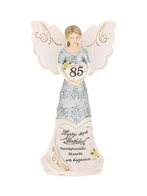 Nacario Pavilion Gift Company 80. Doğum Günü - 15 cm Kalp Tutan Melek, Bej