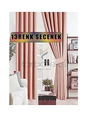 Nacario Pudra Gülkurusu Pembe Renk Kalın Güneşlik Blackout Kararma Fon Perde Düz Dikim 380 x 25