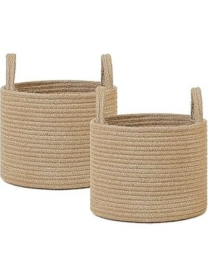 Nacario Ocean Home Textile 2'li Jüt Halat Sepet Set 26 x 22 cm